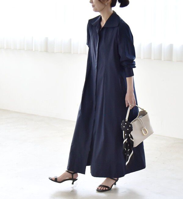 quaranciel「《予約》quaranciel:〈洗濯機可能〉ビッグカラー Aライン シャツ ワンピース」|ワンピース|