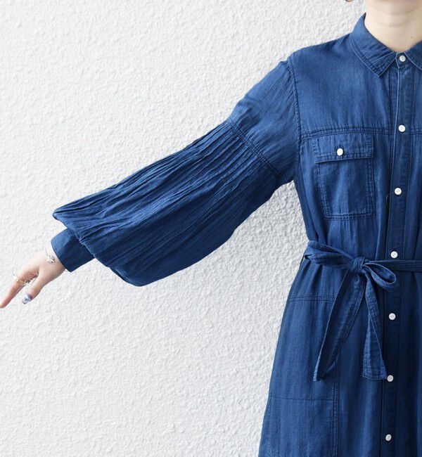 SHIPS any「《予約》SHIPS any:〈手洗い可能〉シアー デニム ポケット ロング シャツ ワンピース」|ワンピース|