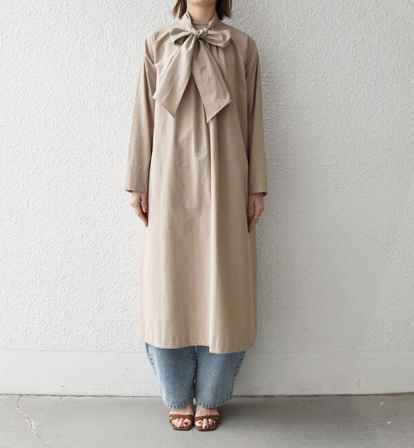 SHIPS any「《予約》SHIPS any:〈洗濯機可能〉タイプライター ボウタイ リボン シャツ ワンピース」|ワンピース|