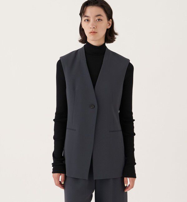 DES PRES「ライトダブルクロス ノーカラージレ」|ベスト・ジレ|