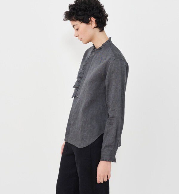 GALERIE VIE「リネンポプリン カットオフフリルシャツ」|シャツ・ブラウス|