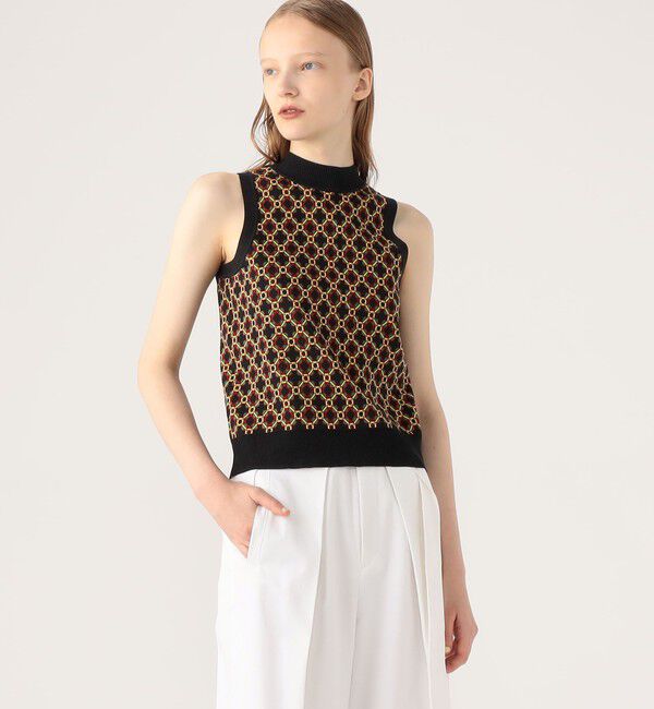 CABaN「クロスタイルジャカード アメリカンスリーブプルオーバー」|ニット・セーター|