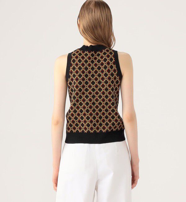 CABaN「クロスタイルジャカード アメリカンスリーブプルオーバー」|ニット・セーター|