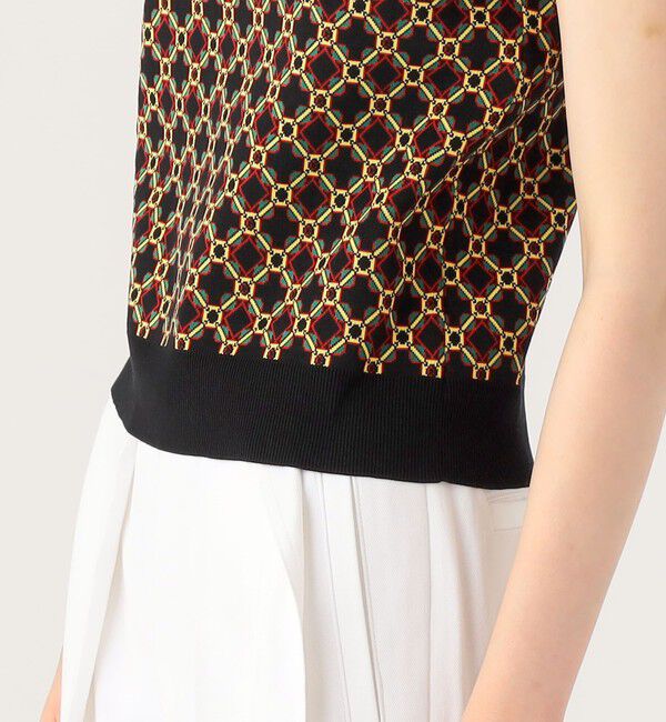 CABaN「クロスタイルジャカード アメリカンスリーブプルオーバー」|ニット・セーター|