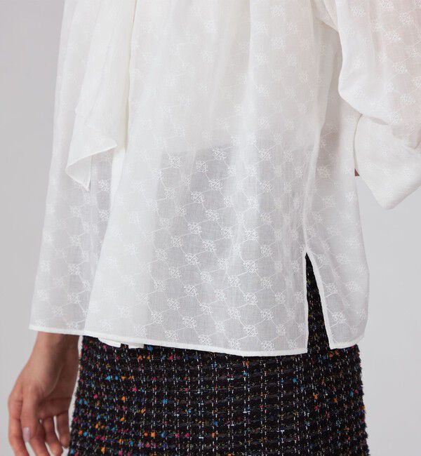 Ballsey「コットンガーゼエンブロイダリー スカーフボウタイブラウス」|シャツ・ブラウス|