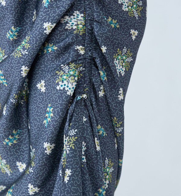 SOULEIADO「ポリエステルサテンプリント サイドシャーリングスカート」|タイト|