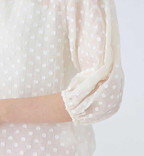 Ballsey「フラワーカットジャカード パフスリーブブラウス」|シャツ・ブラウス|