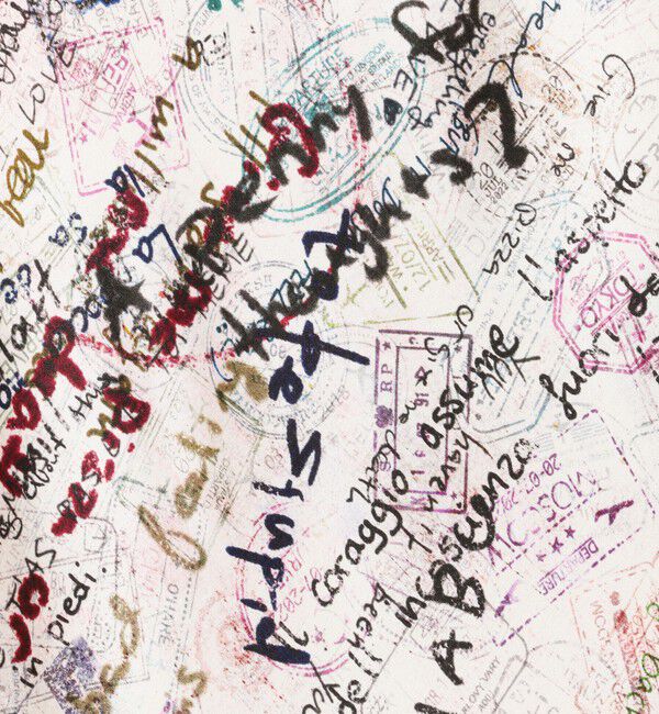 DES PRES「メッセージ ウォールプリント エラスティックストレートスカート」|タイト|