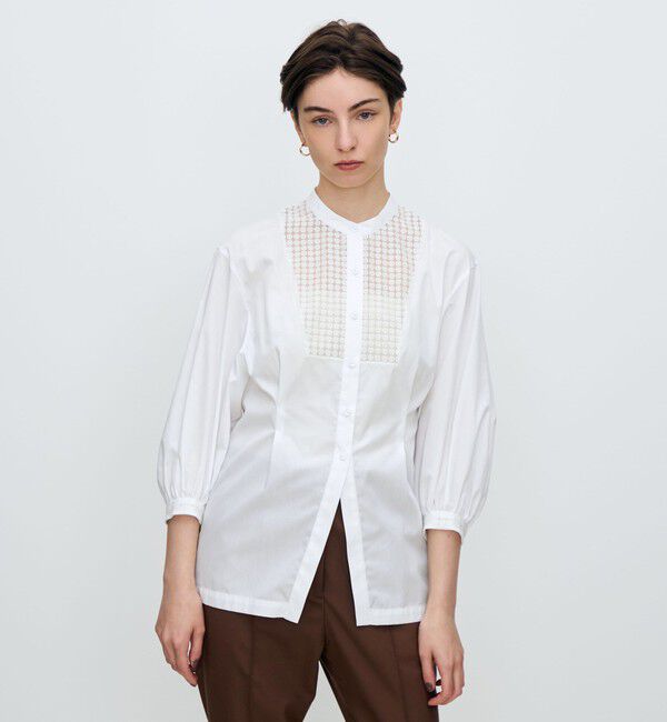 TOMORROWLAND collection「シアーサークルエンブロイダリー コンビブラウス」|シャツ・ブラウス|