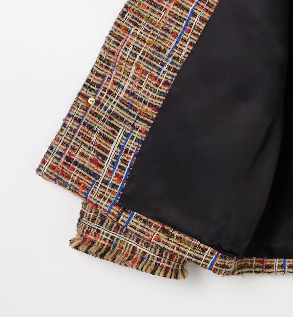 CABaN「マルチツイード フリンジショートジャケット」|ノーカラージャケット|