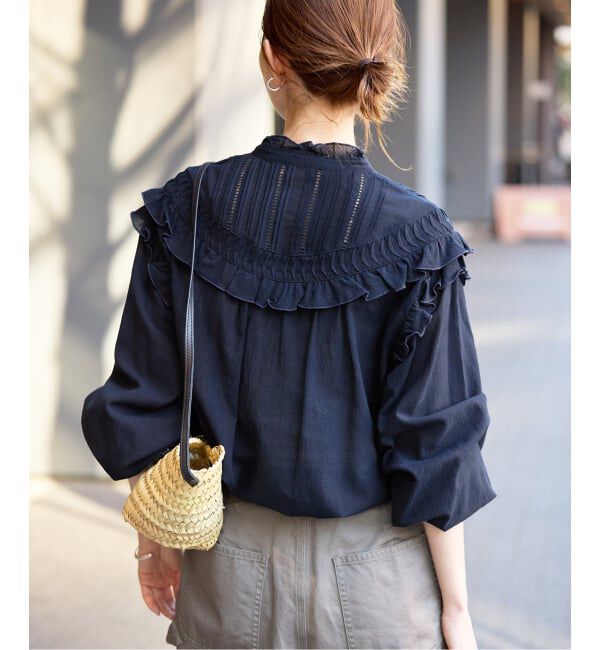 SLOBE IENA「《WEB限定/追加2》フリルピンタックブラウス」|シャツ・ブラウス|