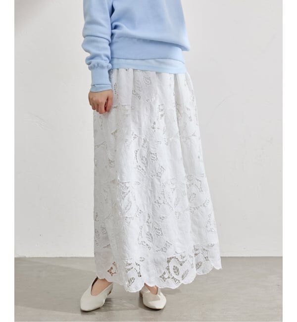 IENA「《予約》フラワーコードレーススカート」|スカート|