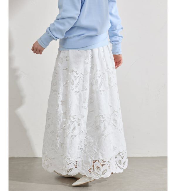IENA「《予約》フラワーコードレーススカート」|スカート|