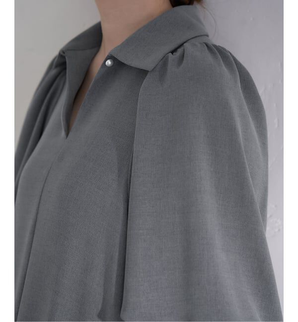 IENA「《予約》&NAVY メランジツイルギャザーワンピース」|ワンピース|