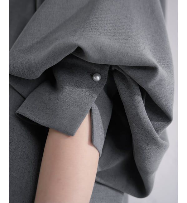 IENA「《予約》&NAVY メランジツイルギャザーワンピース」|ワンピース|