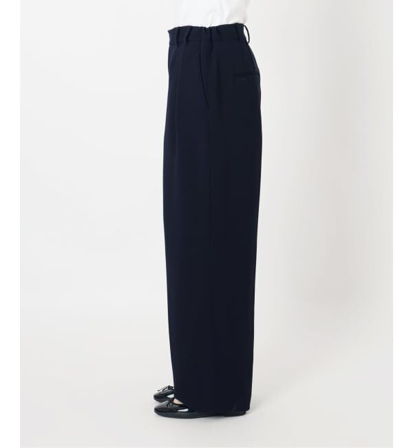 IENA「《予約》&NAVY 撥水ジョーゼットサイドゴムタックパンツ」|スラックス|