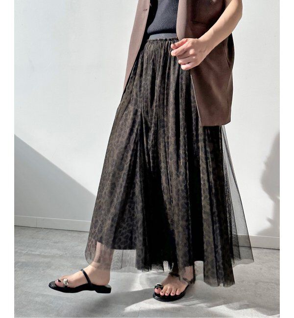 Spick and Span「レオパードプリントチュールスカート」|スカート|ブラウン