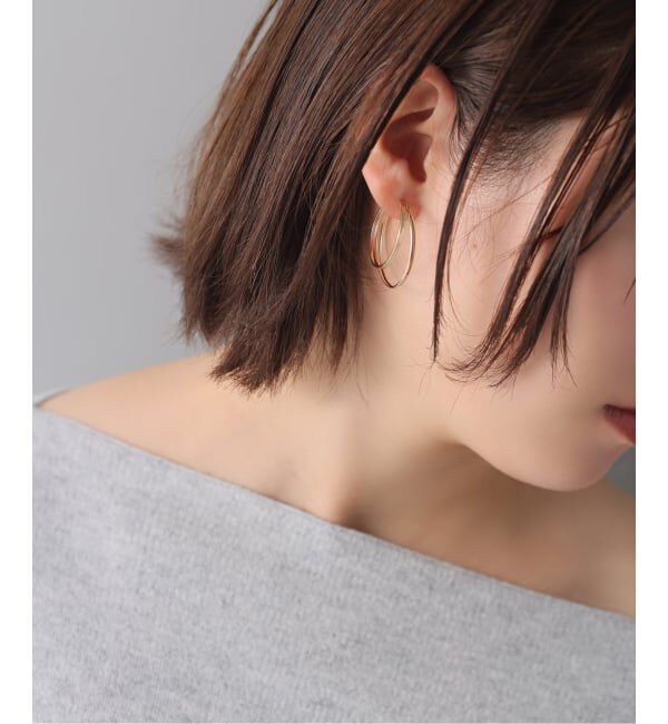 Lilas by Spick&Span「《予約》30mm2ラインフープピアス K10（両耳）」|ピアス|ゴールド