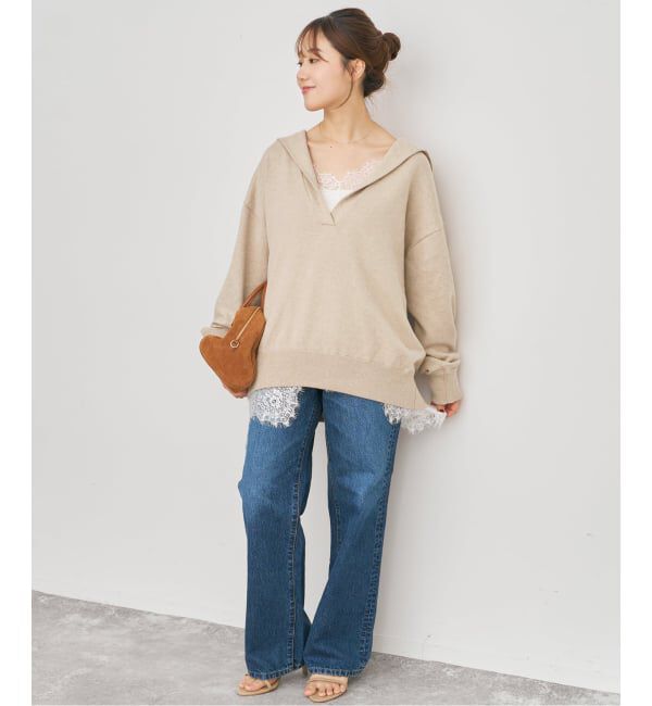 Spick and Span「《予約》コットンカシミヤフードニットプルオーバー」|ニット・セーター|