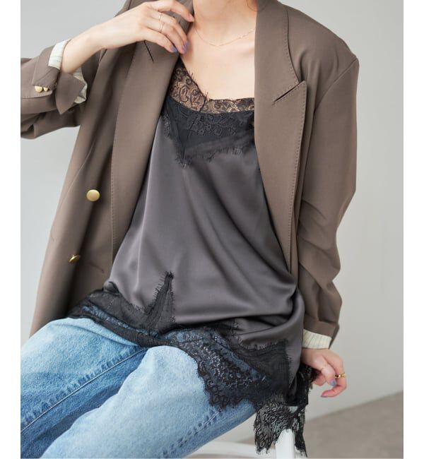 Spick and Span「《追加予約》レースサテンチュニックキャミソール」|キャミソール|