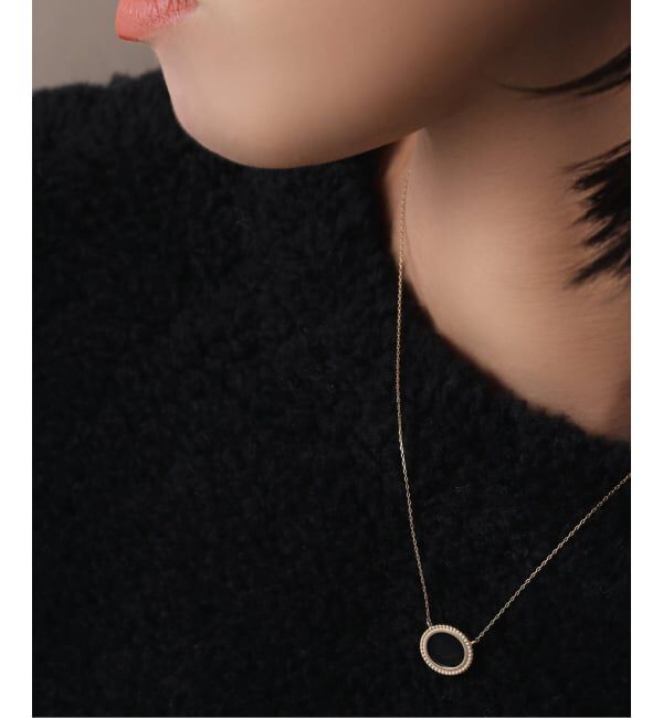 Lilas by Spick&Span「《予約》オーバルオニキスフラットネックレス K10」|ネックレス|