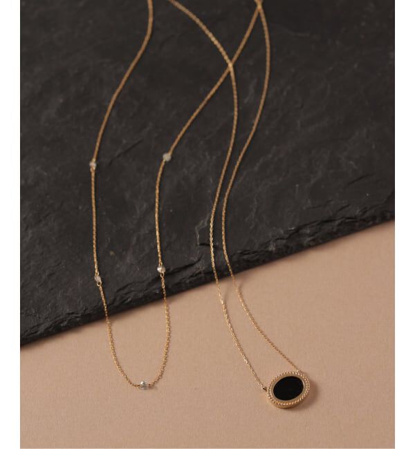 Lilas by Spick&Span「《予約》オーバルオニキスフラットネックレス K10」|ネックレス|