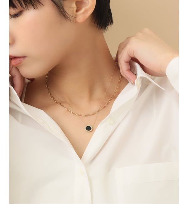 Lilas by Spick&Span「《予約》オーバルオニキスフラットネックレス K10」|ネックレス|