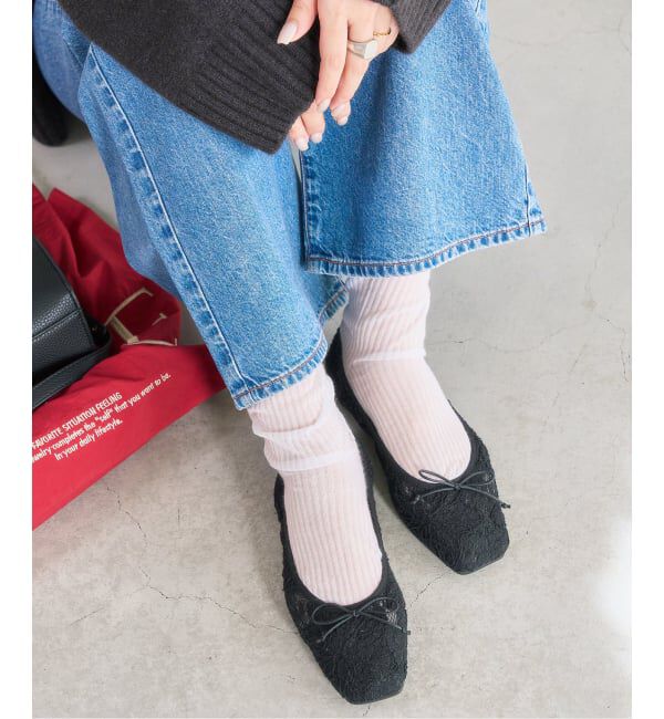  「《予約》スクエアソフトレースバレエ」|バレエシューズ|ブラック C