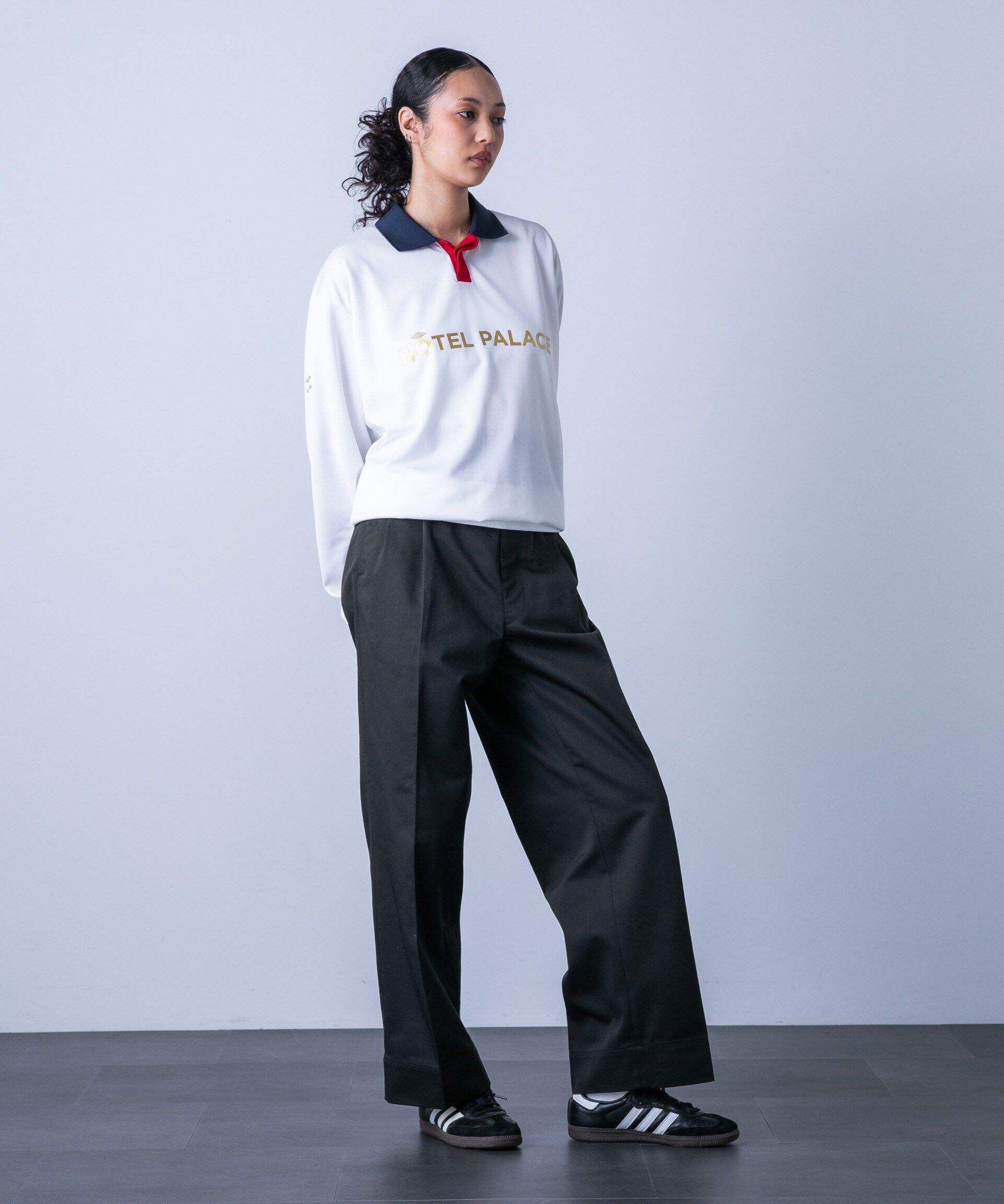 nano･universe「｢HOTEL PALACE(オテル パラス)｣ディッキーズ別注２タックワイドパンツ」|チノ|