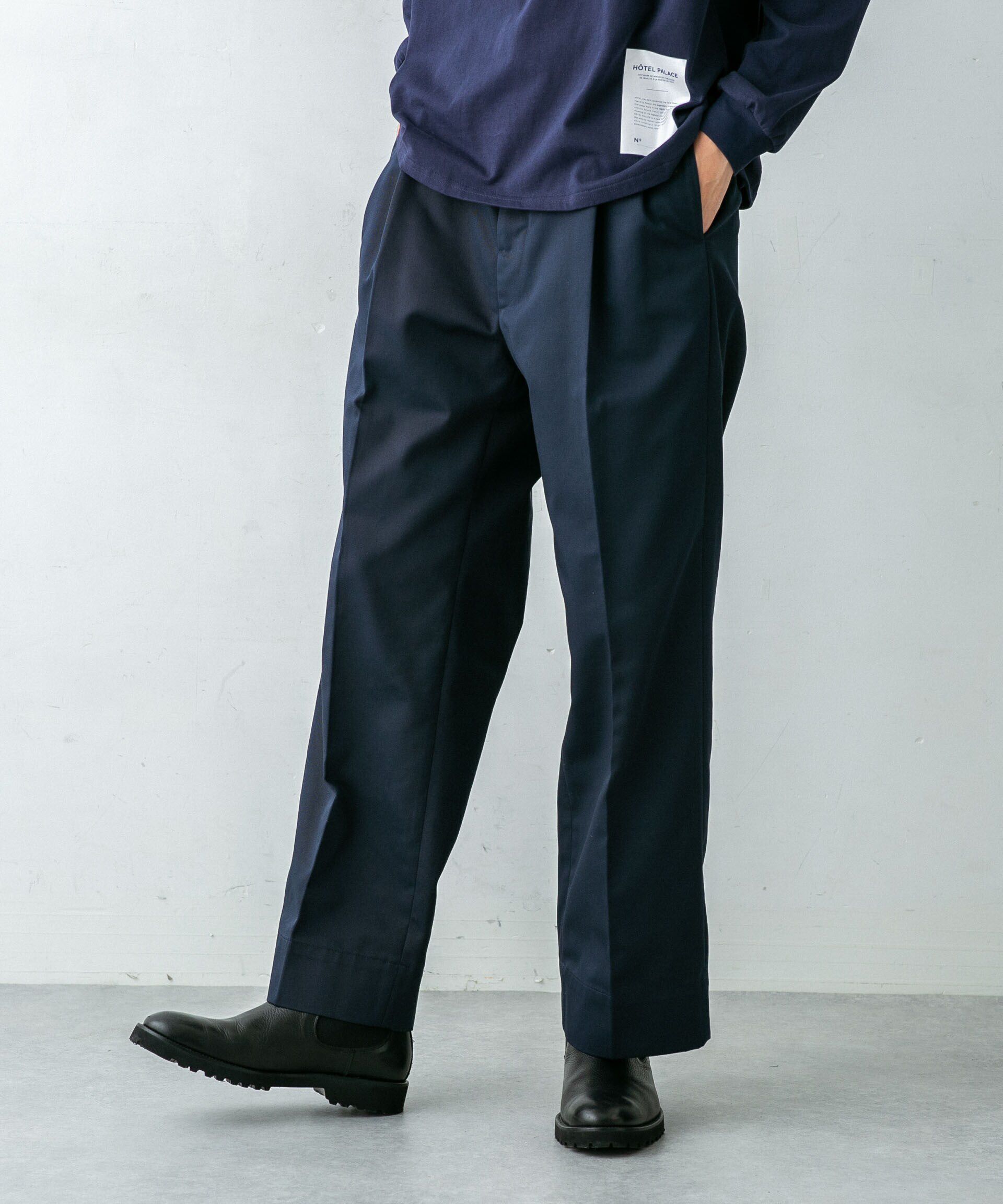 nano･universe「｢HOTEL PALACE(オテル パラス)｣ディッキーズ別注２タックワイドパンツ」|チノ|