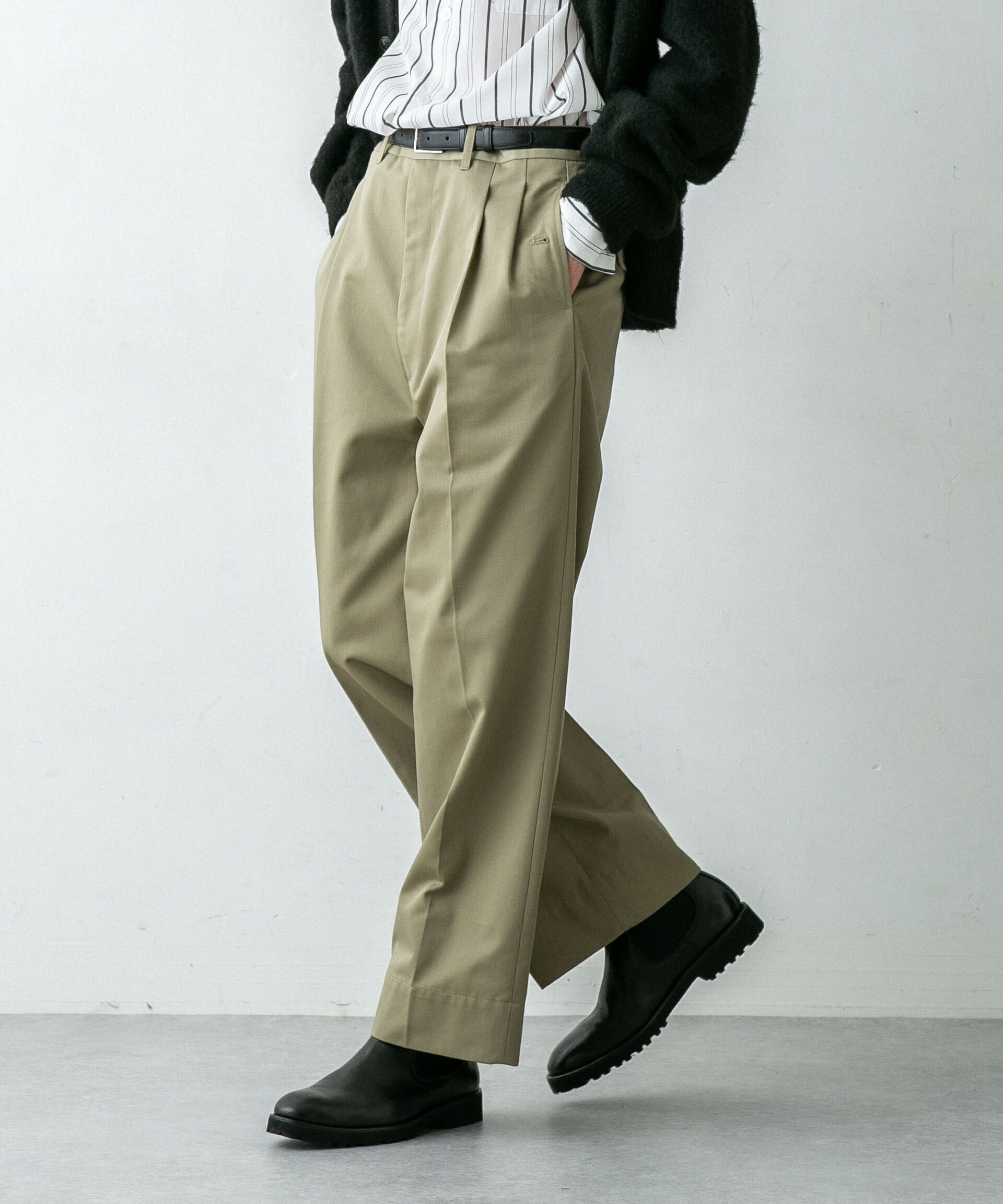 nano･universe「｢HOTEL PALACE(オテル パラス)｣ディッキーズ別注２タックワイドパンツ」|チノ|