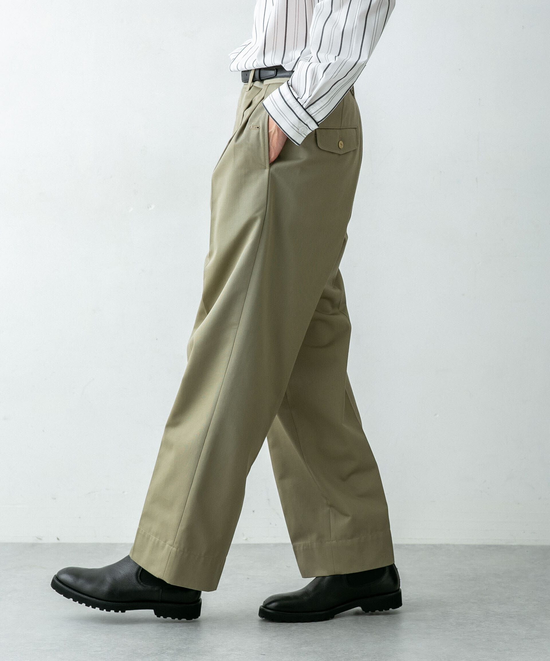 nano･universe「｢HOTEL PALACE(オテル パラス)｣ディッキーズ別注２タックワイドパンツ」|チノ|