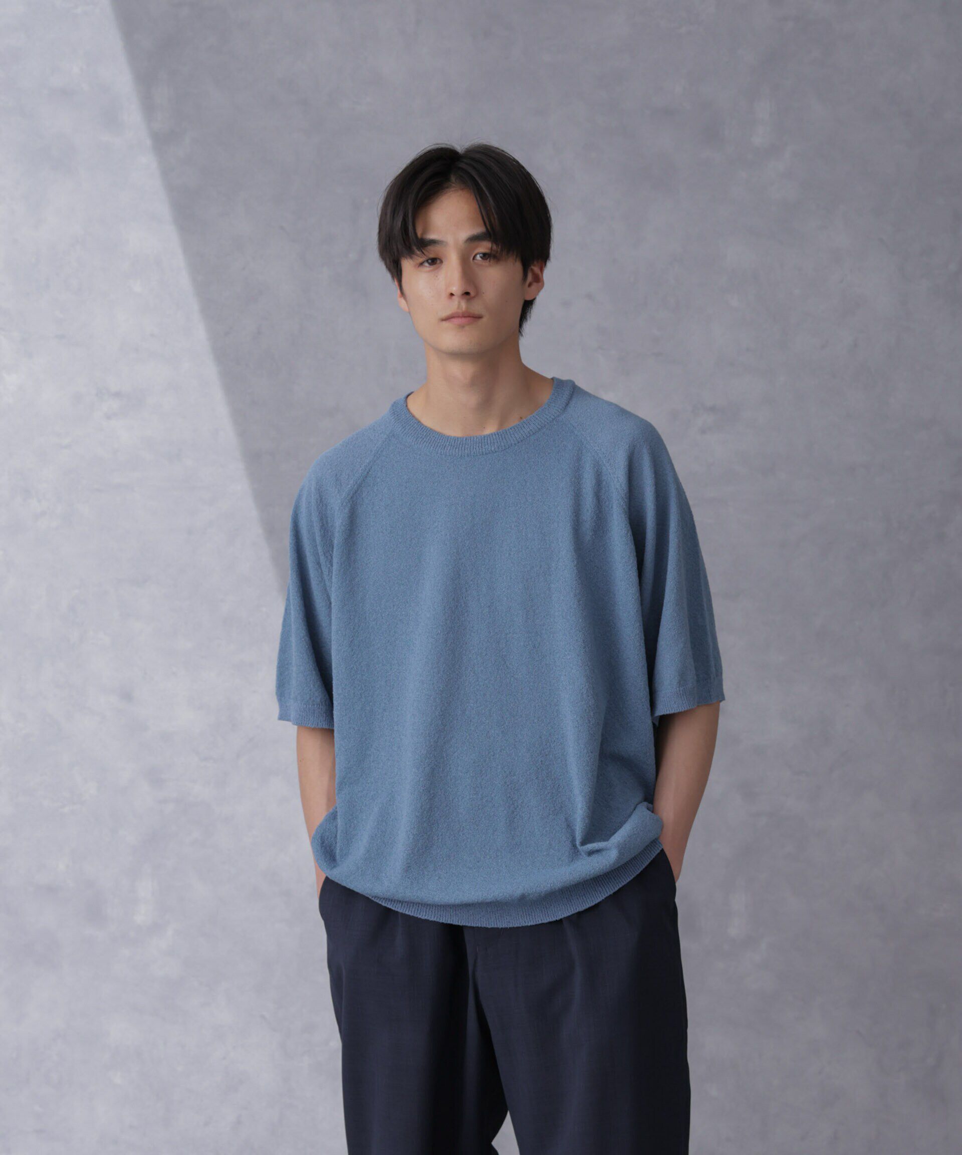 nano･universe「リラックスブークレプルオーバー　半袖」|ニット・セーター|