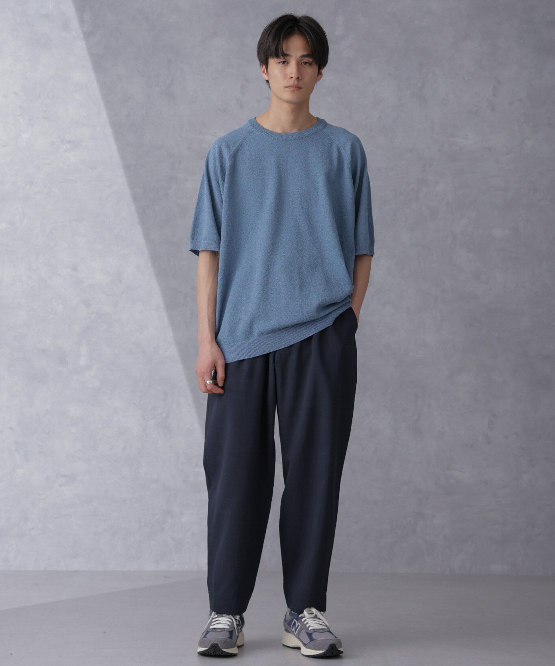 nano･universe「リラックスブークレプルオーバー　半袖」|ニット・セーター|