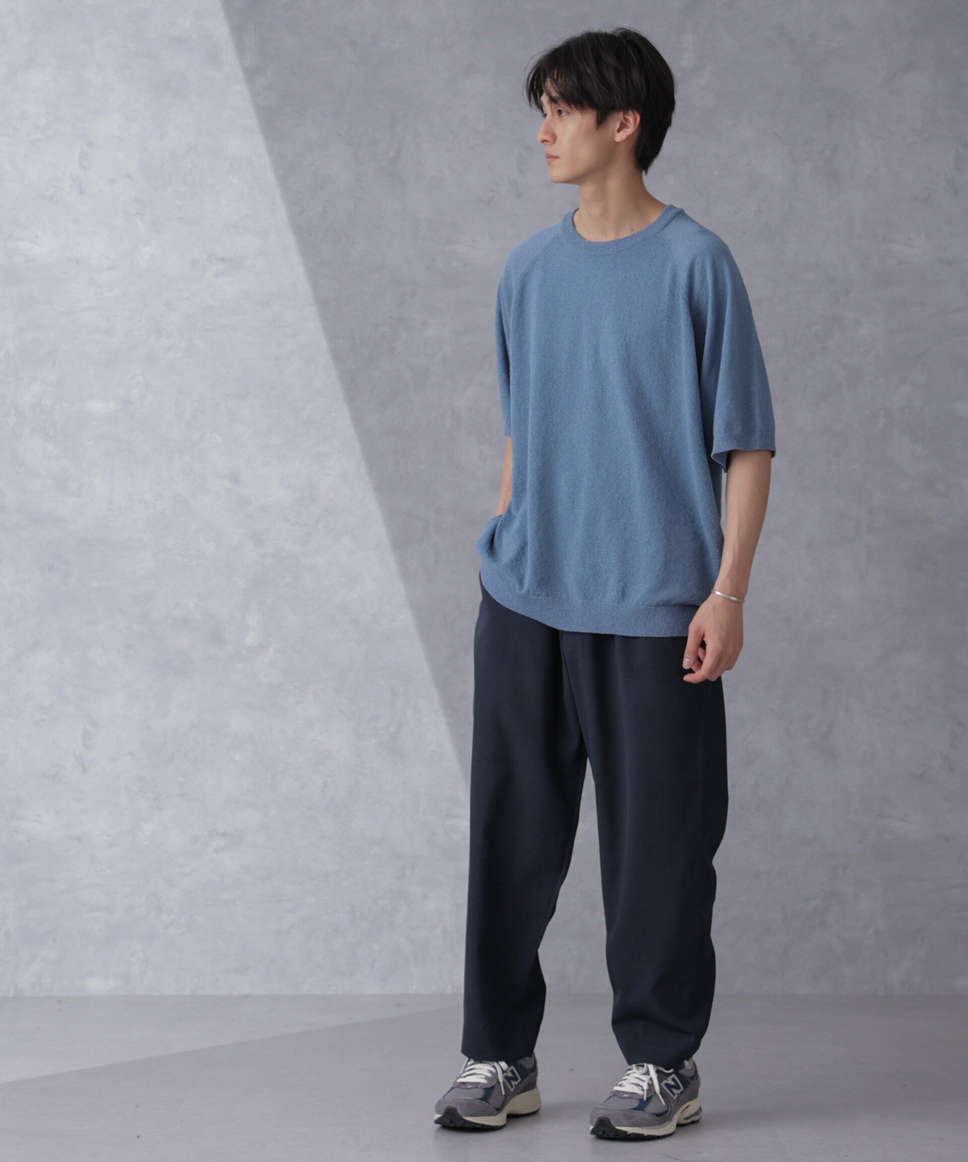 nano･universe「リラックスブークレプルオーバー　半袖」|ニット・セーター|