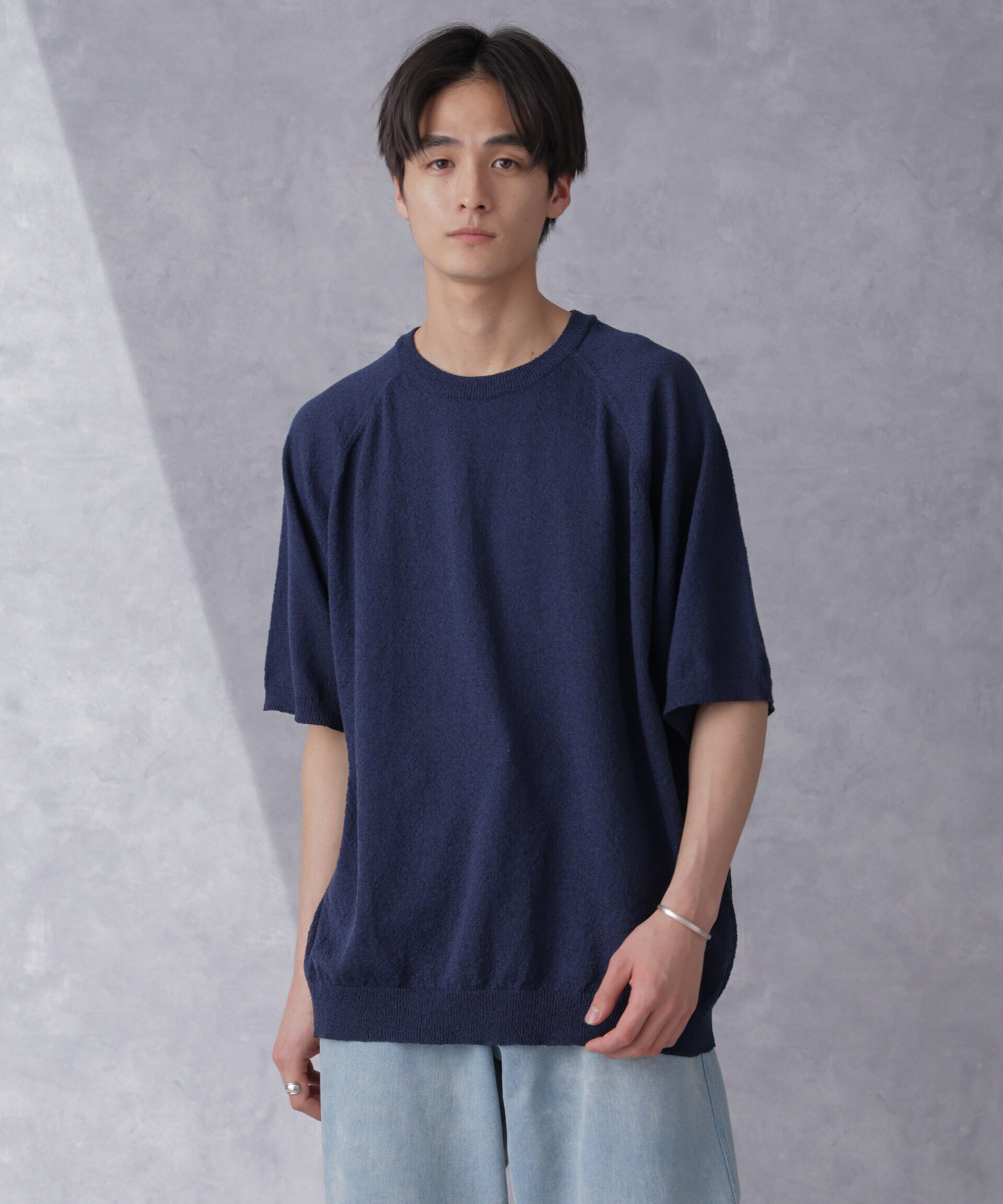 nano･universe「リラックスブークレプルオーバー　半袖」|ニット・セーター|