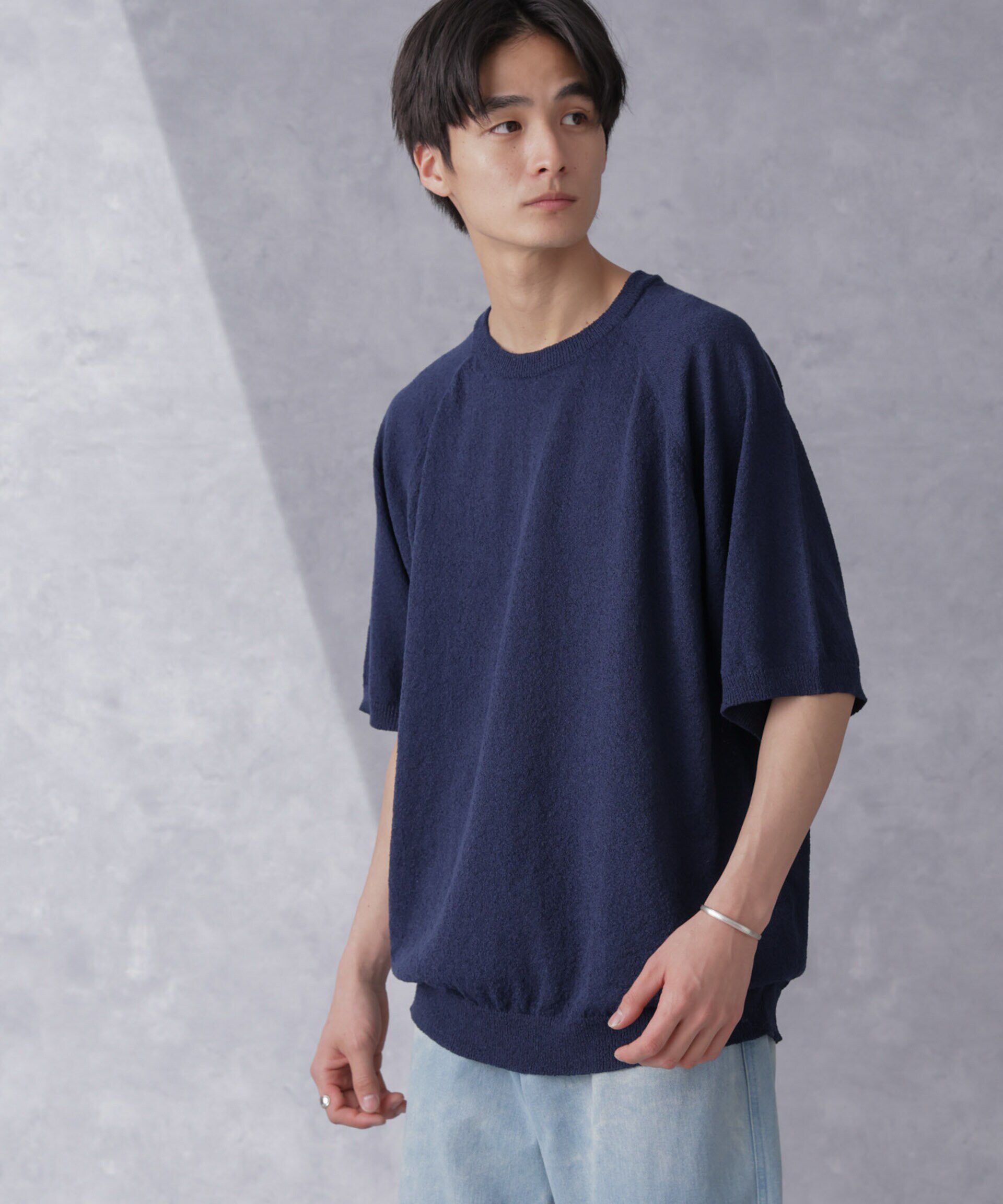 nano･universe「リラックスブークレプルオーバー　半袖」|ニット・セーター|