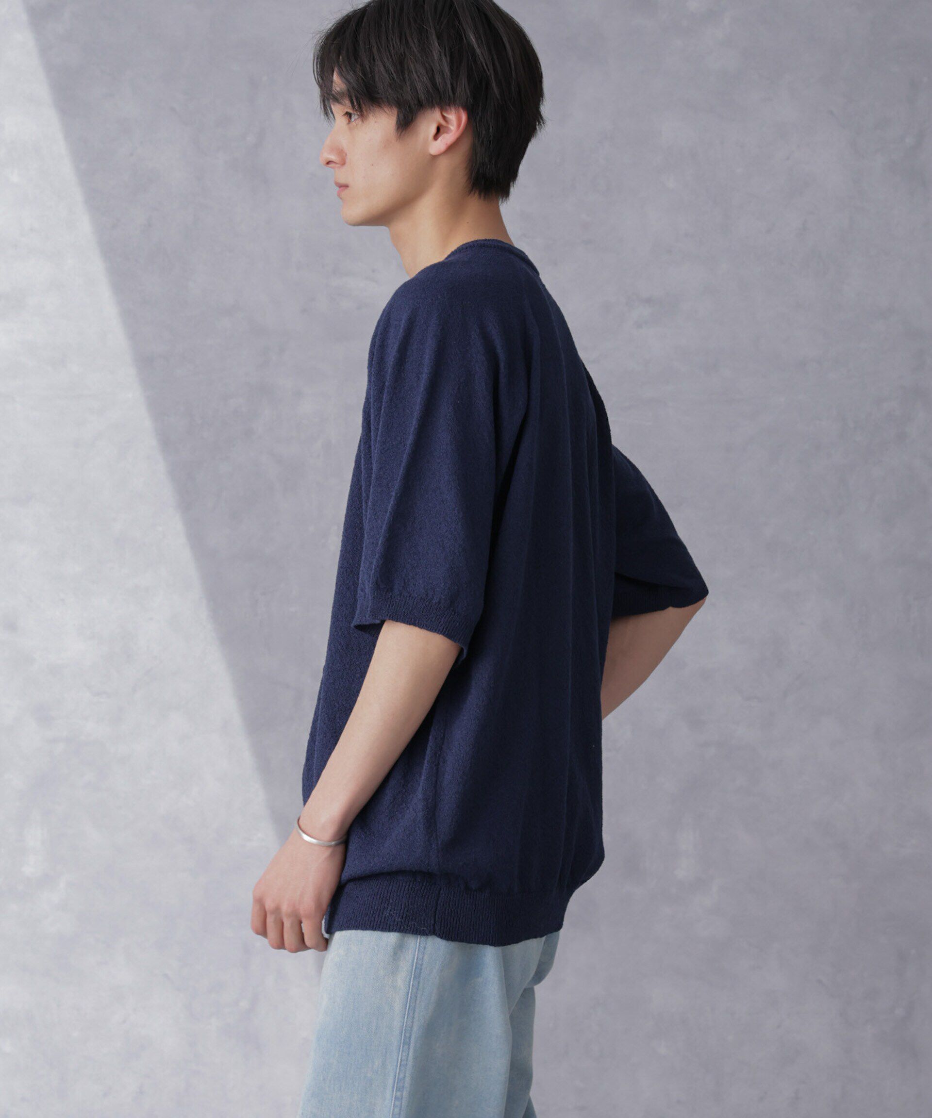 nano･universe「リラックスブークレプルオーバー　半袖」|ニット・セーター|