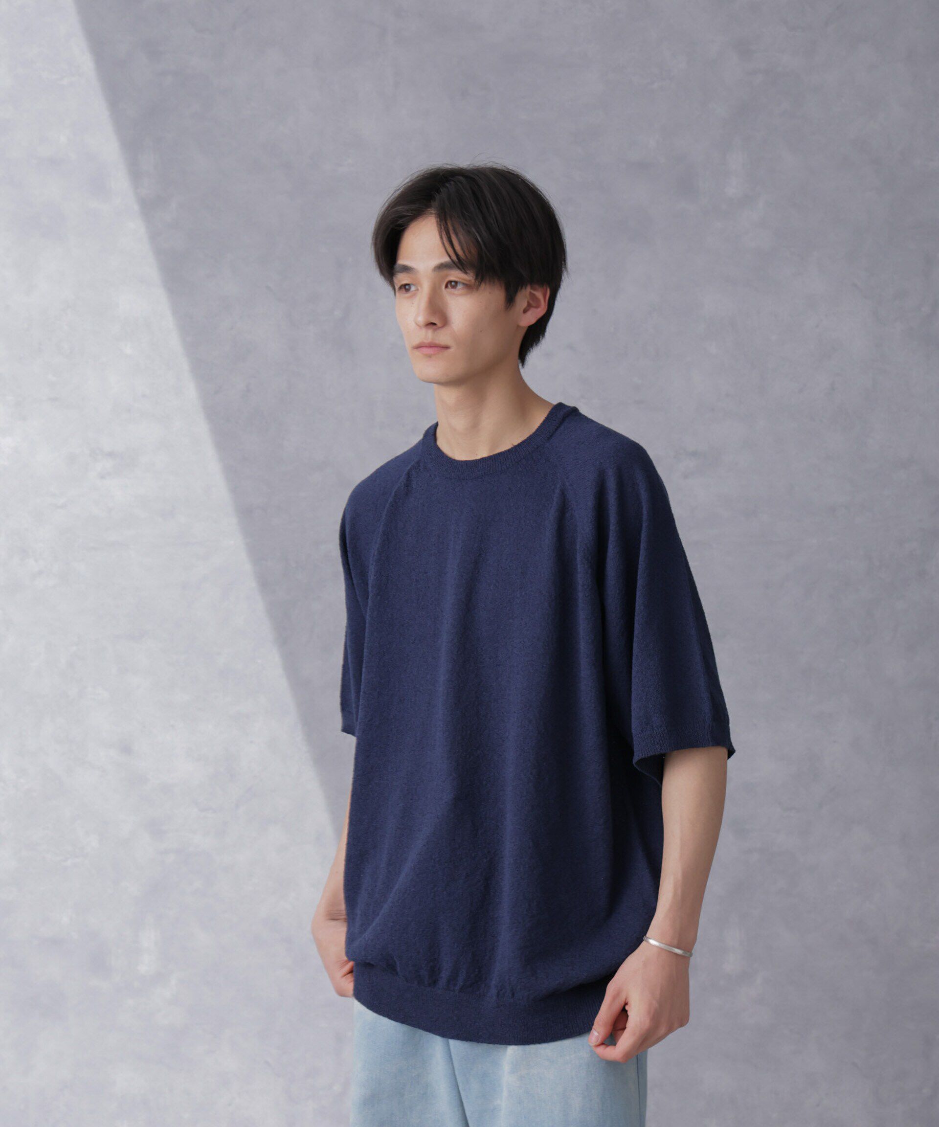 nano･universe「リラックスブークレプルオーバー　半袖」|ニット・セーター|