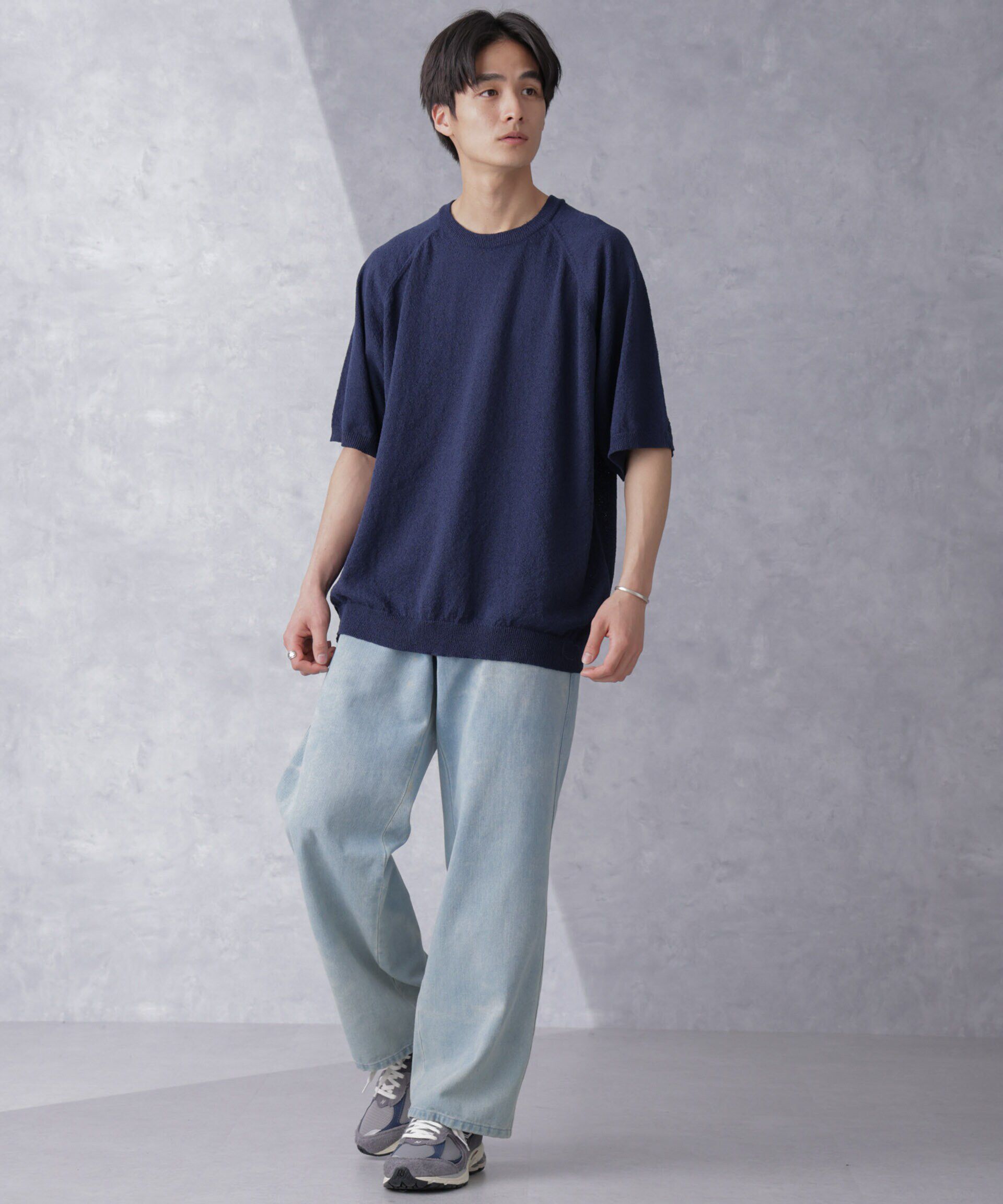 nano･universe「リラックスブークレプルオーバー　半袖」|ニット・セーター|