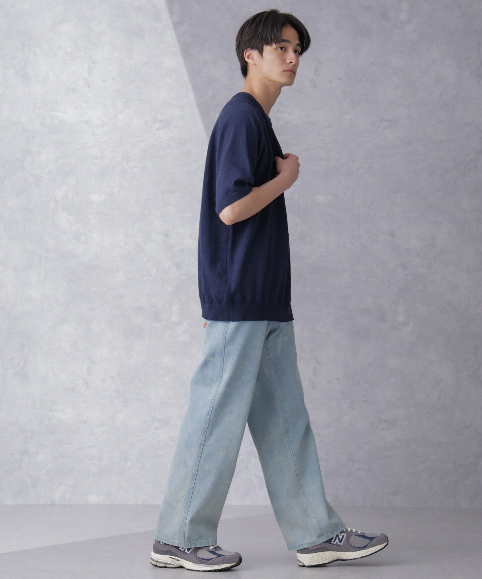 nano･universe「リラックスブークレプルオーバー　半袖」|ニット・セーター|