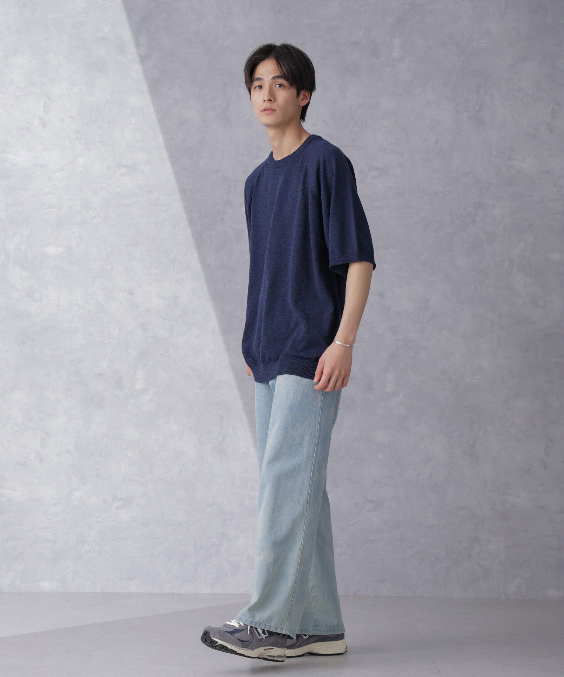 nano･universe「リラックスブークレプルオーバー　半袖」|ニット・セーター|