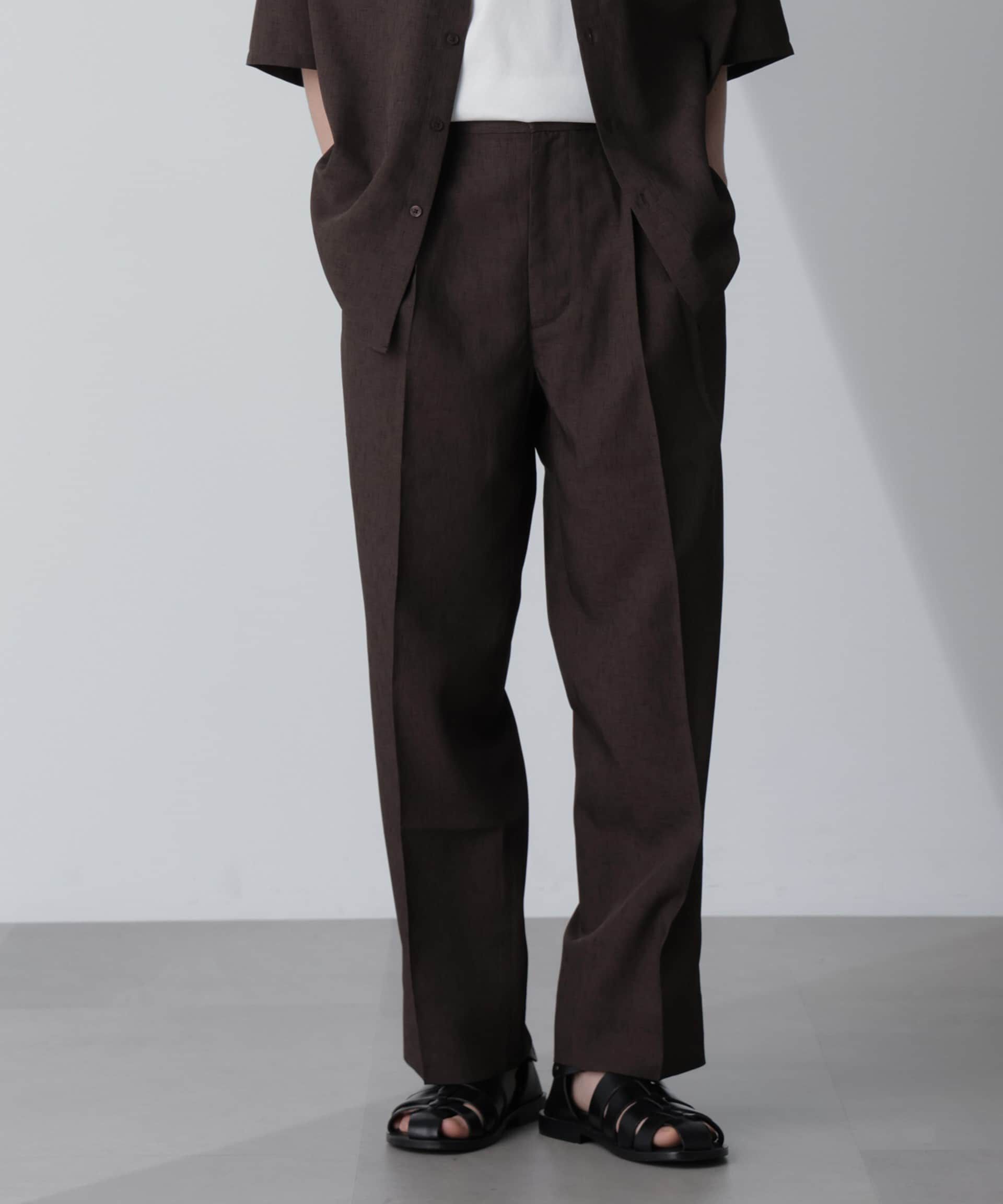 nano･universe「テックリネンリラックスタックテーパードパンツ（セットアップ可）」|チノ|