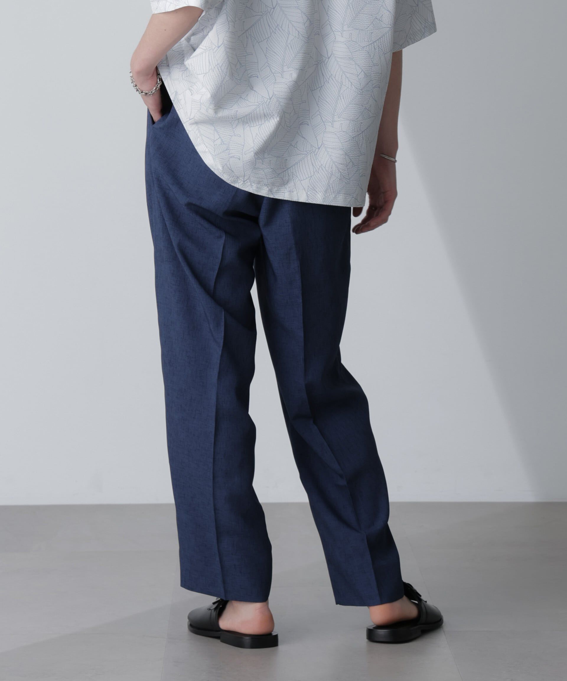 nano･universe「テックリネンリラックスタックテーパードパンツ（セットアップ可）」|チノ|