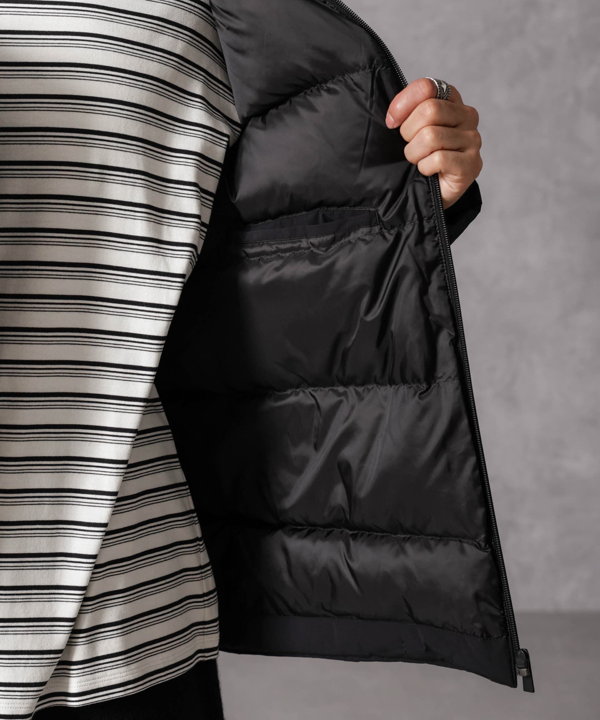 nano･universe「「西川ダウン(R)」スポーティーフードダウン」|ダウン|