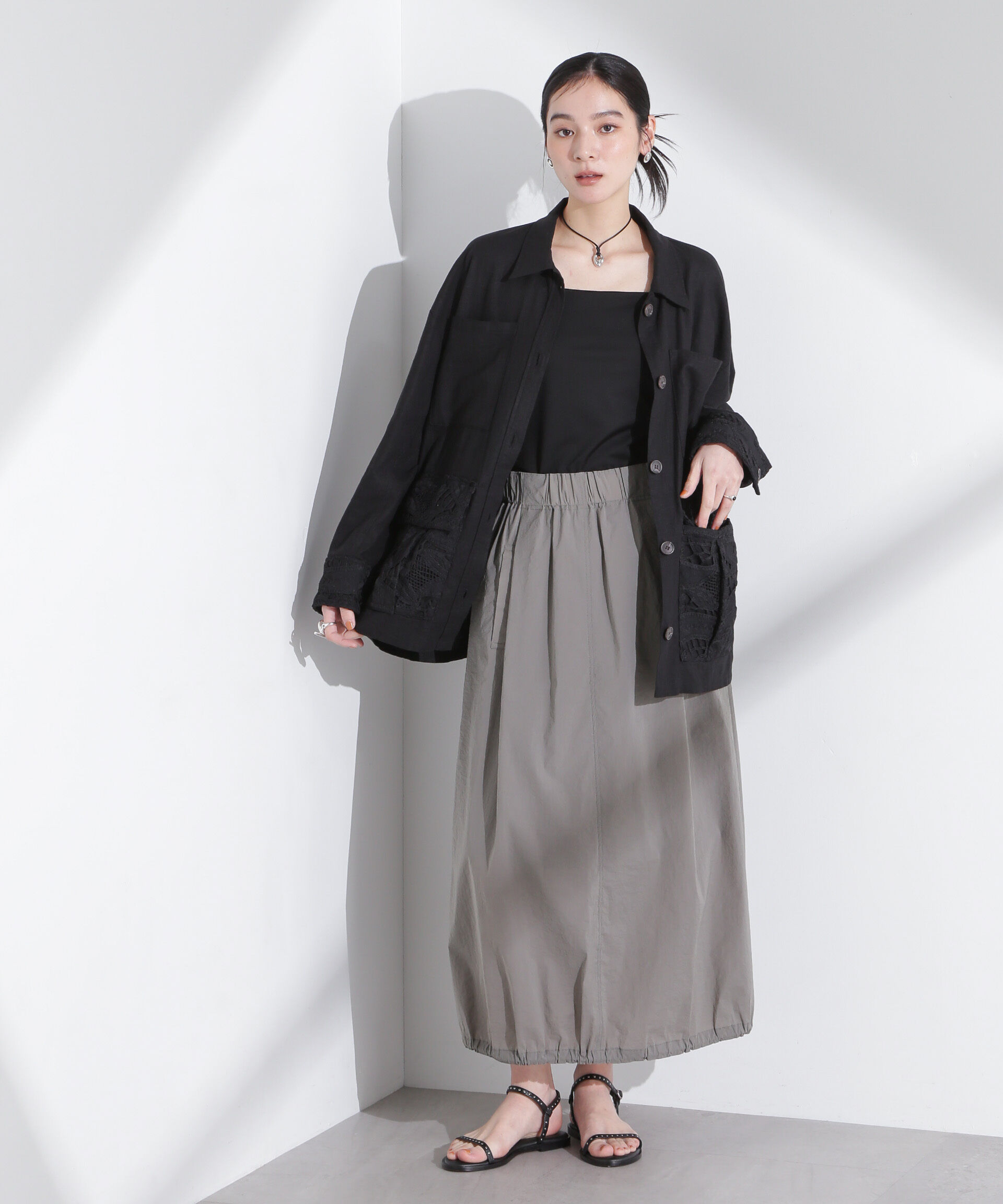 nano･universe「ポイントレースサファリジャケット」|テーラードジャケット|