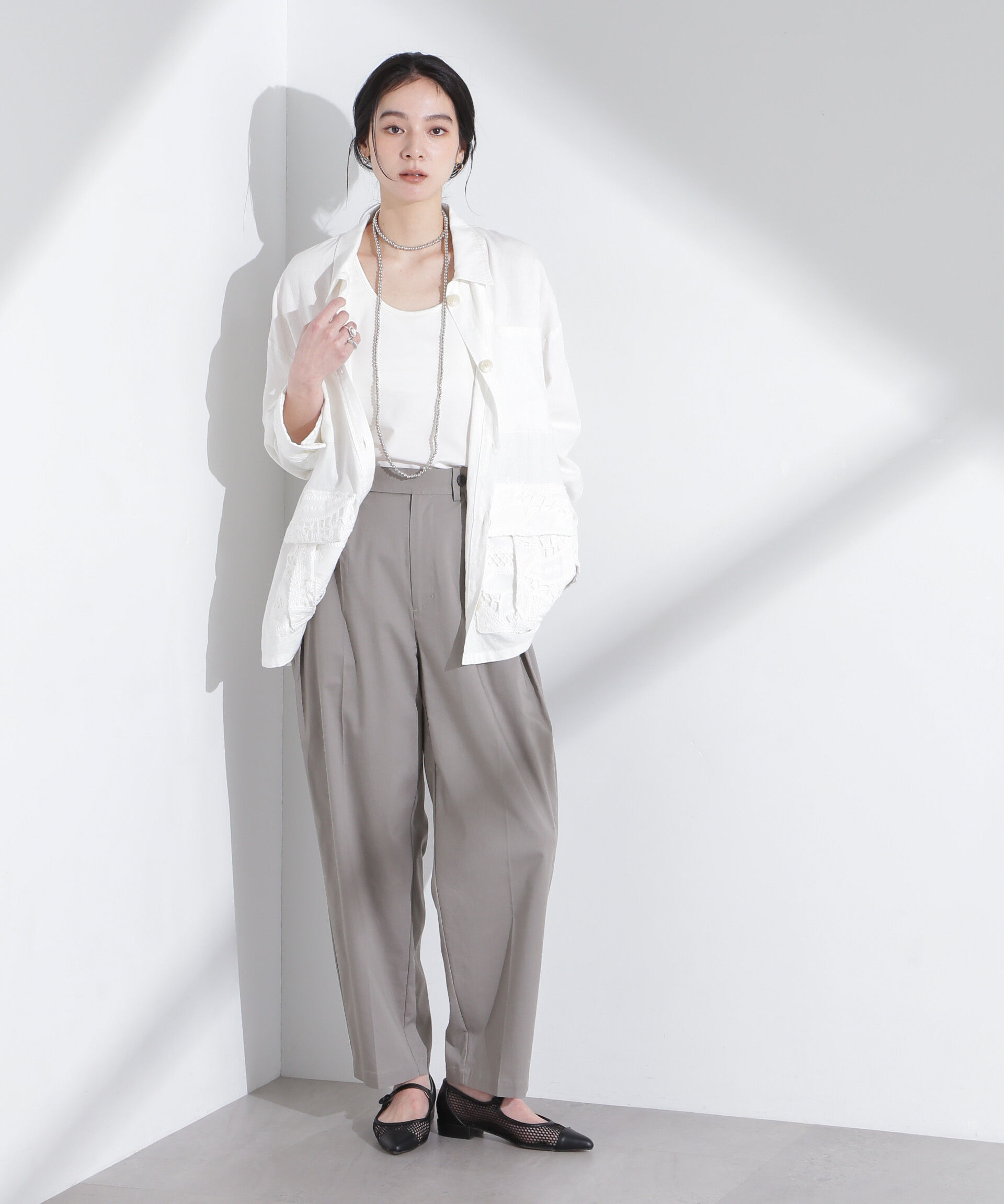 nano･universe「ポイントレースサファリジャケット」|テーラードジャケット|