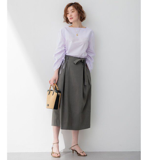 23区「【洗える】リネンレーヨンストレッチ タック スカート」|スカート|