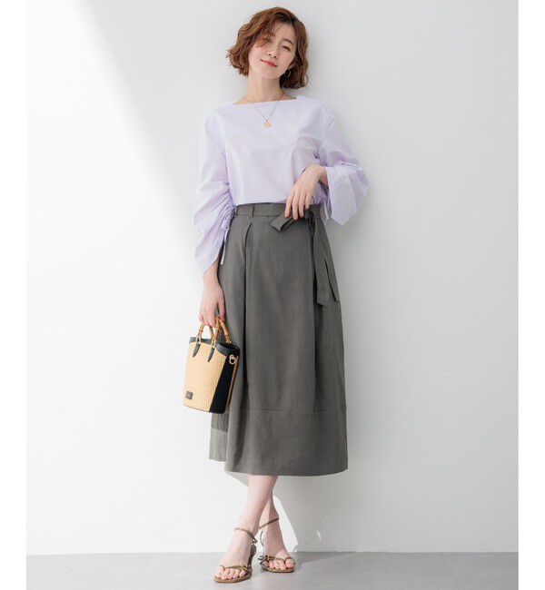 23区「【洗える】リネンレーヨンストレッチ タック スカート」|スカート|