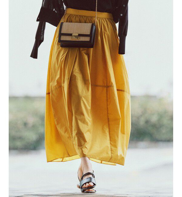 23区「【洗える】ナイロンコットンポプリン スカート」|スカート|イエロー系